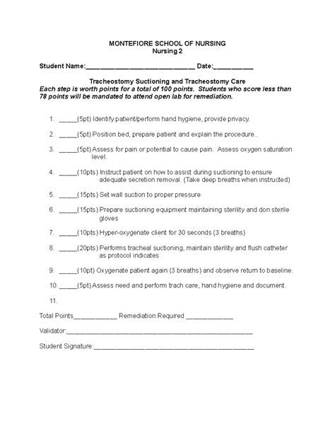 N2 Trach Suction Validation Fall 2018 - MONTEFIORE SCHOOL OF NURSING ...