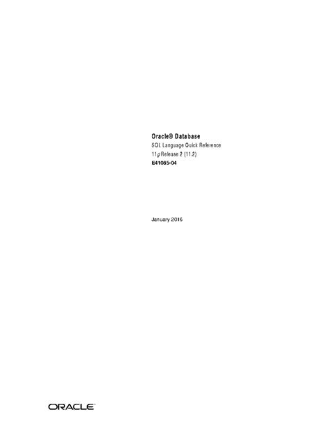 Oracle Database SQL Language Quick Reference 11g Release 2 (11.2) - Studocu