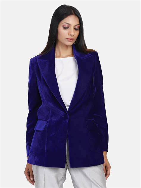 Buy Velvet Blazer For Women - Royal Blue | PowerSutra