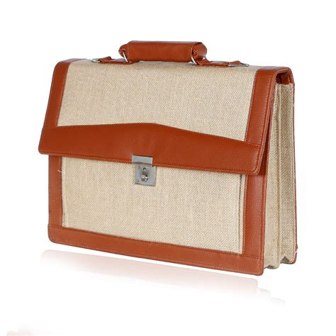 Kuber Industries Jute Laptop Briefcase Bag, 15.6 Inches (Brown ...