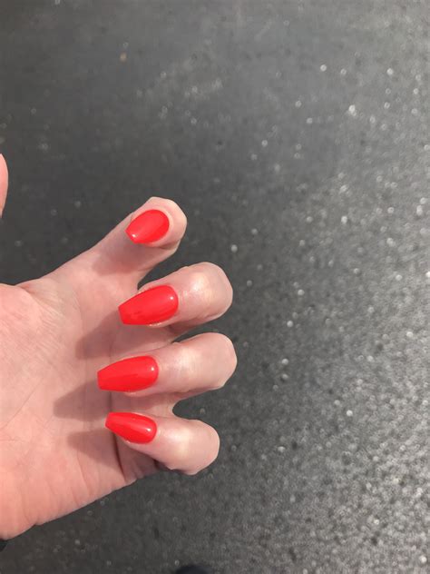 Neon red coffin nails dnd Canadian maple | Short coffin nails, Nails ...
