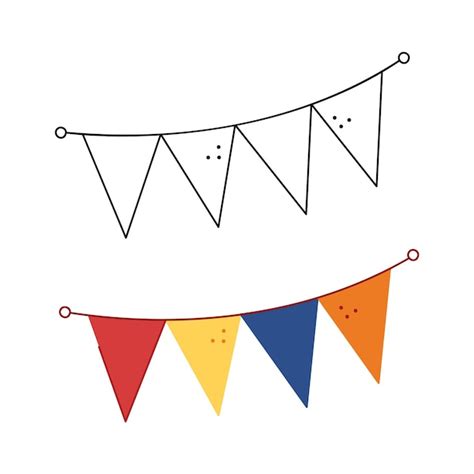 Two festive garlands with rectangular flags hand drawn clip art for ...