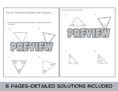 Isosceles, Equilateral and Right-Angled Triangles Worksheet (with ...