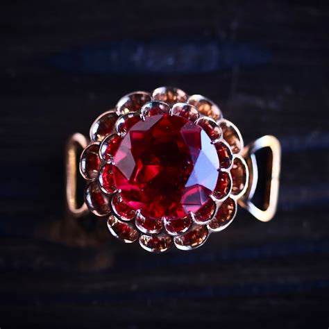 K9 ダブル菊爪 合成ルビー アンティーク帯留め | 結antiques ヴィンテージ・アンティークジュエリー