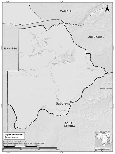 Botswana Maps | Mappr - country capital gaborone
