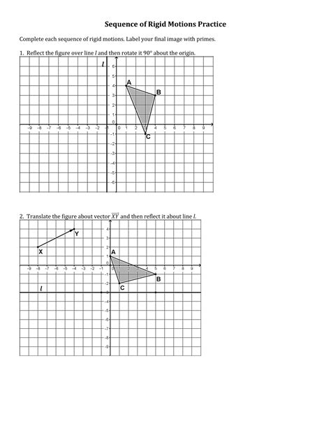 Rigid Motion Geometry Worksheet Understanding Rigid Motions: Practice