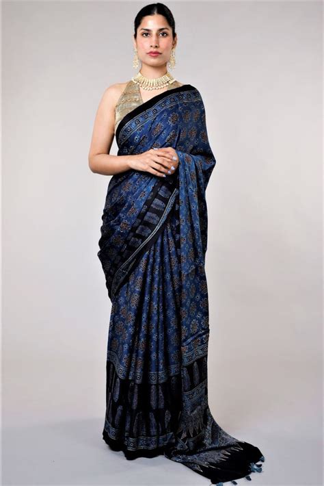 Ajrakh Sarees | Buy Ajrakh Modal Silk Sarees Online In India