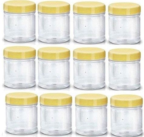 Buy R.P.S Traders Plastic Crisp 'N' Clear Screw Yellow Lid Round Jar ...