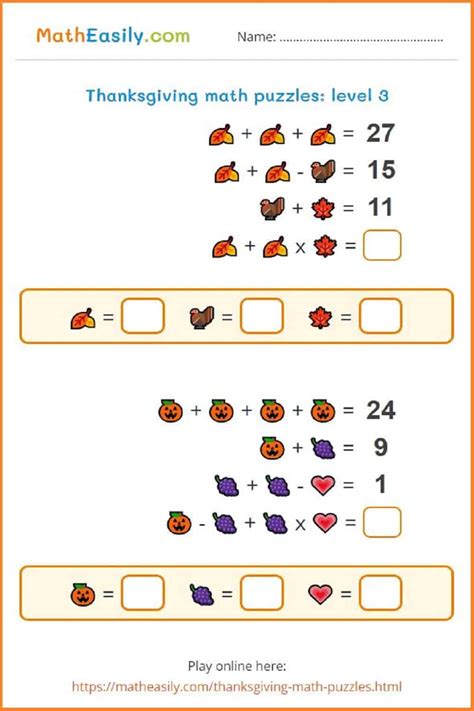 Image result for Thanksgiving Math Puzzles