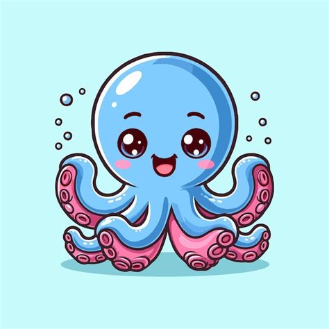 귀여운 문어 만화 일러스트레이션 | 프리미엄 벡터
