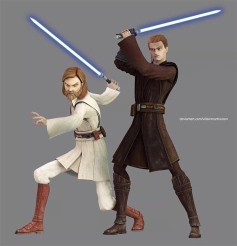 Anakin and Obi-Wan Episode 2 era in 3D animated Clone Wars style : r ...