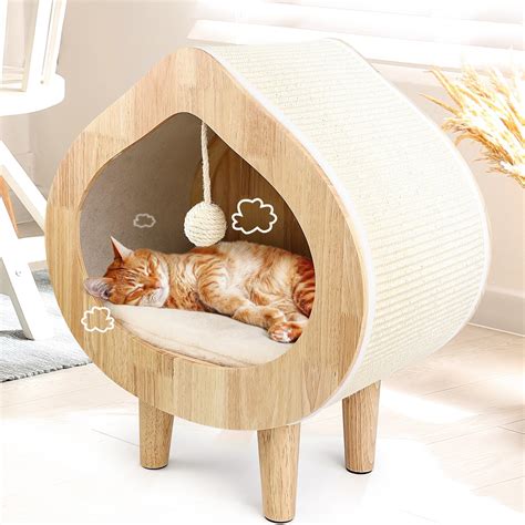 Amazon.com : Luxury Cat Cave Bed & Scratching Condo for Indoor Cats ...