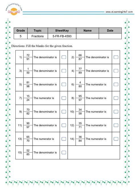 Image result for Maths Exercise Class 5 Fraction
