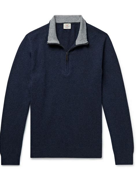 Faherty - Jackson Hole Cotton-Blend Half-Zip Sweater - Blue Faherty