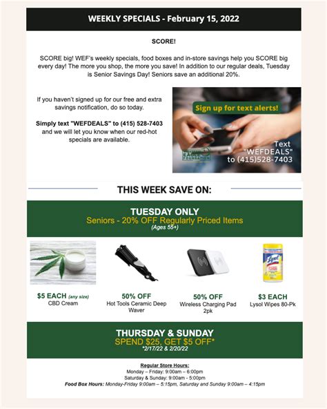 WEEKLY SPECIALS, February 15, 2022 - Western Eagle Foundation