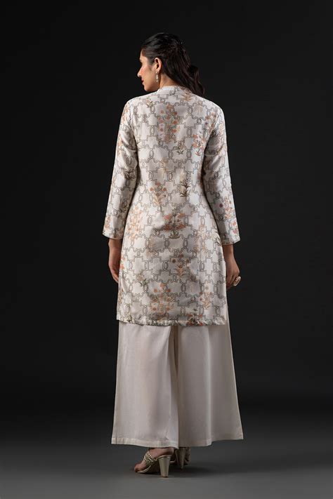 Rohit Bal Off White Cotton Silk Straight Printed Suit Set at Biba India