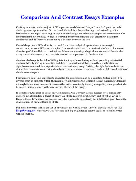 Image result for Comparison and Contrast Text Example