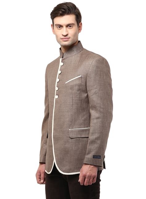 Brown 100% Linen Evening wear Bandhgala Jacket