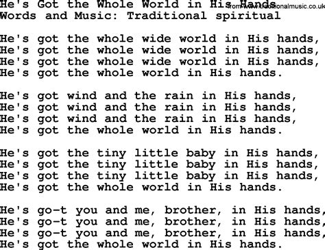 Most Popular Church Hymns and Songs: He's Got The Whole World In His ...