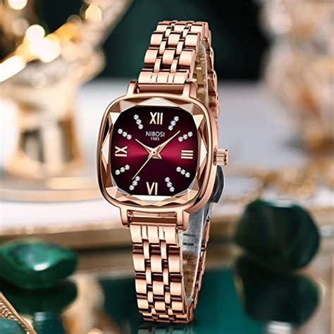 NIBOSI Women Watches Analog Rose Gold Square Dial Women's Watch for ...