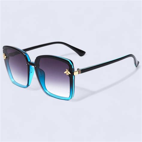 Honey Bee Series Blue Square Sunglasses for Women – Elegante' Eyewear