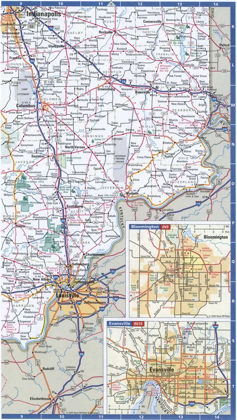 Indiana Southern roads map.Map of South Indiana cities and highways