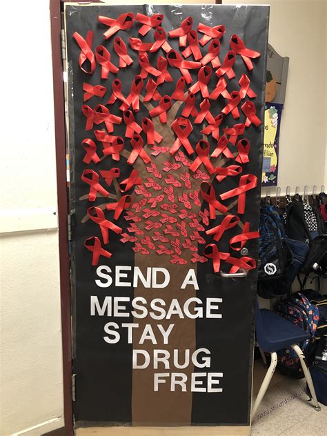 Red Ribbon Tree | Red ribbon week, Red ribbon, School decorations