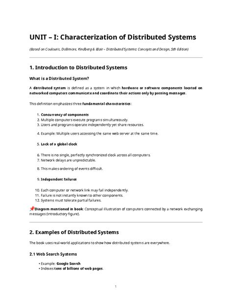 Distributed Systems: Unit I Overview and Key Concepts (CSE 101) - Studocu