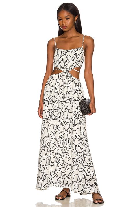 ASTR the Label Sanger Dress in White Black Sketch | REVOLVE