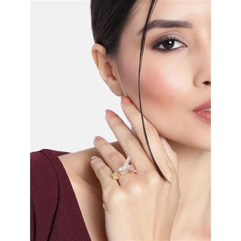 Buy I Jewels Rose Gold Plated Elegant Crystal CZ American Diamond ...