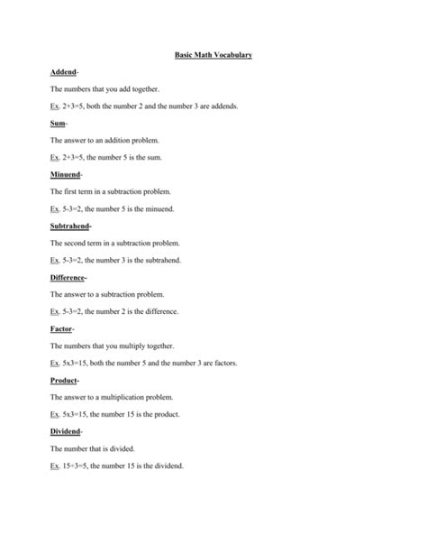 Image result for Basic Math Definitions