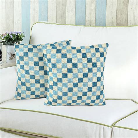 Buy Saral Home Blue Chenille Sofa Cushion Cover (Set of 2 pc, 40x40 cm ...