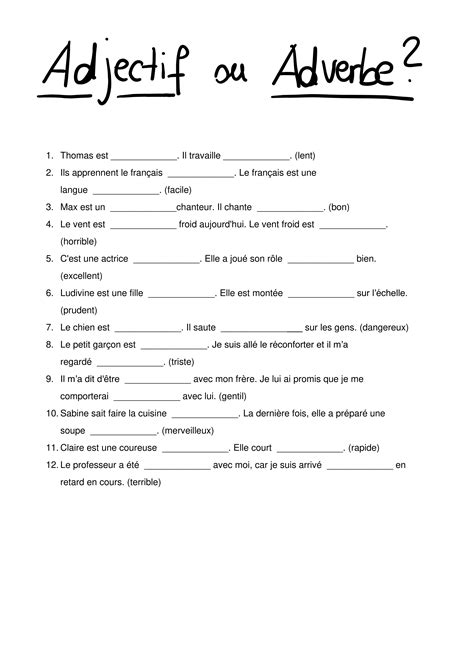 Adjectif ou Adverbe – Unterrichtsmaterial im Fach Französisch ...