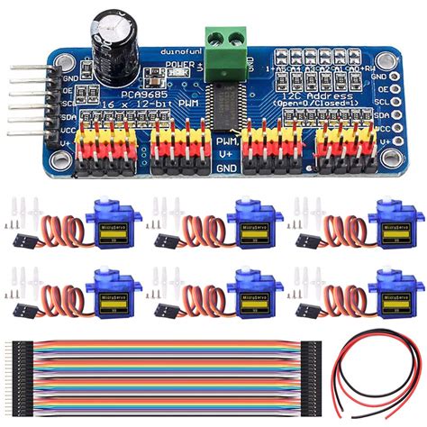 Buy DAOKI Micro Servo Motor Kit with PCA9685 16 Channel 12-Bit PWM ...