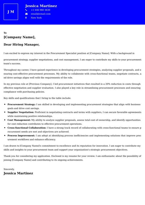 Procurement Specialist Cover Letter Samples - Canadian Format