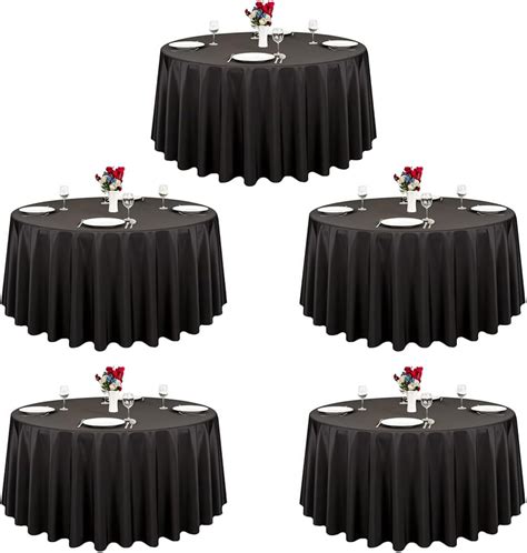 Amazon.com: LTC LINENS 5 Pack 120 Inch Round Tablecloth Black for 60 ...