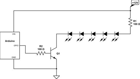 Image result for Transistor with 12V LED Arduino