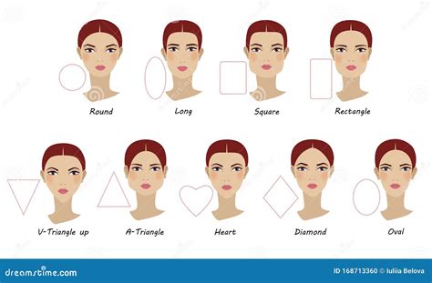 Female Face Shapes. Girl Faces Diversity Stock Illustration ...