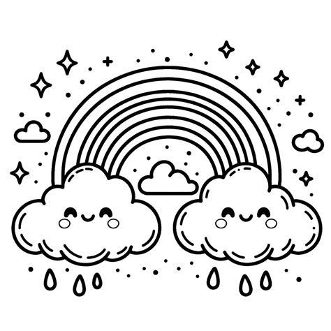 Rainbow with Clouds 🌈☁️ Coloring Page