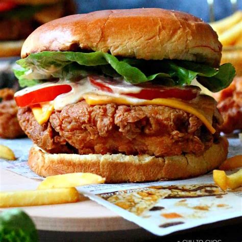 KFC-Style Crispy Chicken Burger (Zinger Burger) - Chili to Choc