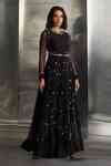 Buy Black Chanderi, Organza, Cotton Embroidery Round Mirror Back Cut ...