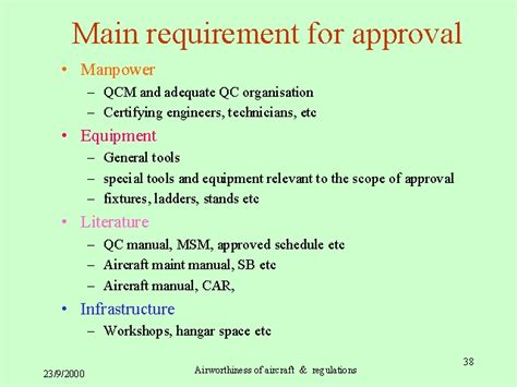 Main requirement for approval
