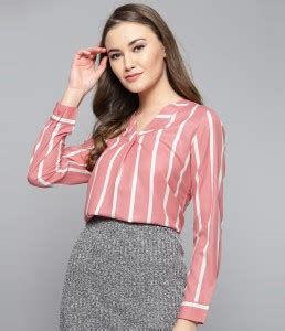 HARPA Casual Regular Sleeve Striped Women Pink Top - Buy HARPA Casual ...
