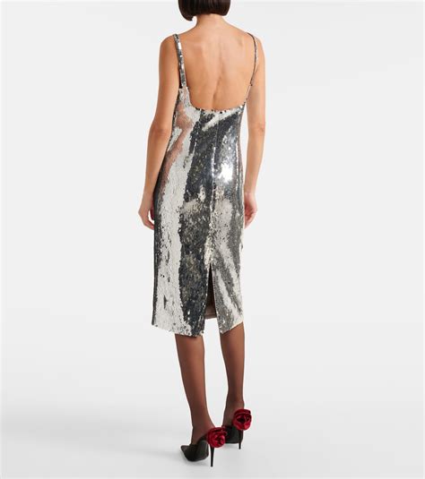 Sequined midi dress in silver - Magda Butrym | Mytheresa
