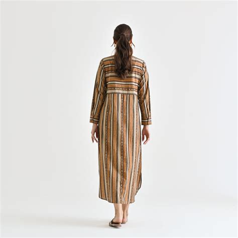 Buy Brown Sanganeri Printed Cotton Kurta Dress | Rustorange