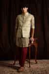Buy Beige Cotton Floral Print Bundi And Kurta Set For Men by Project ...