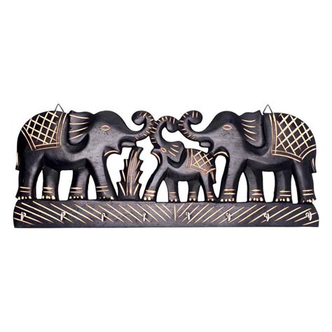 Gold Star Crafts Handicrafted Wooden Key Hanger Elephants Family ...