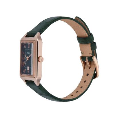 Fossil Raquel Quartz Green Dial Analog Leather Strap Women Watch ES536 ...
