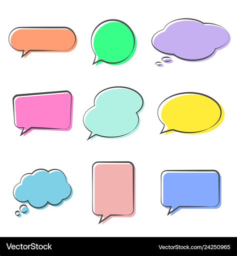 Various cute speech bubble doodle stickers set Vector Image