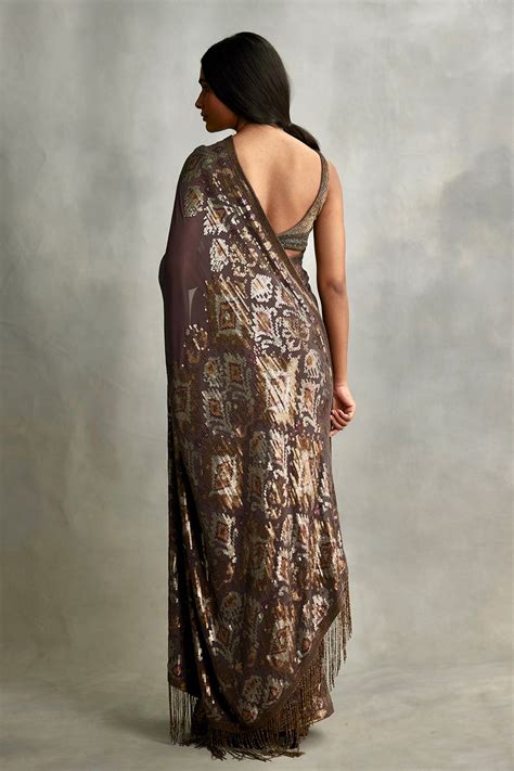 Shop Charcoal Ikkat Sequin Sari Set – Nakul Sen